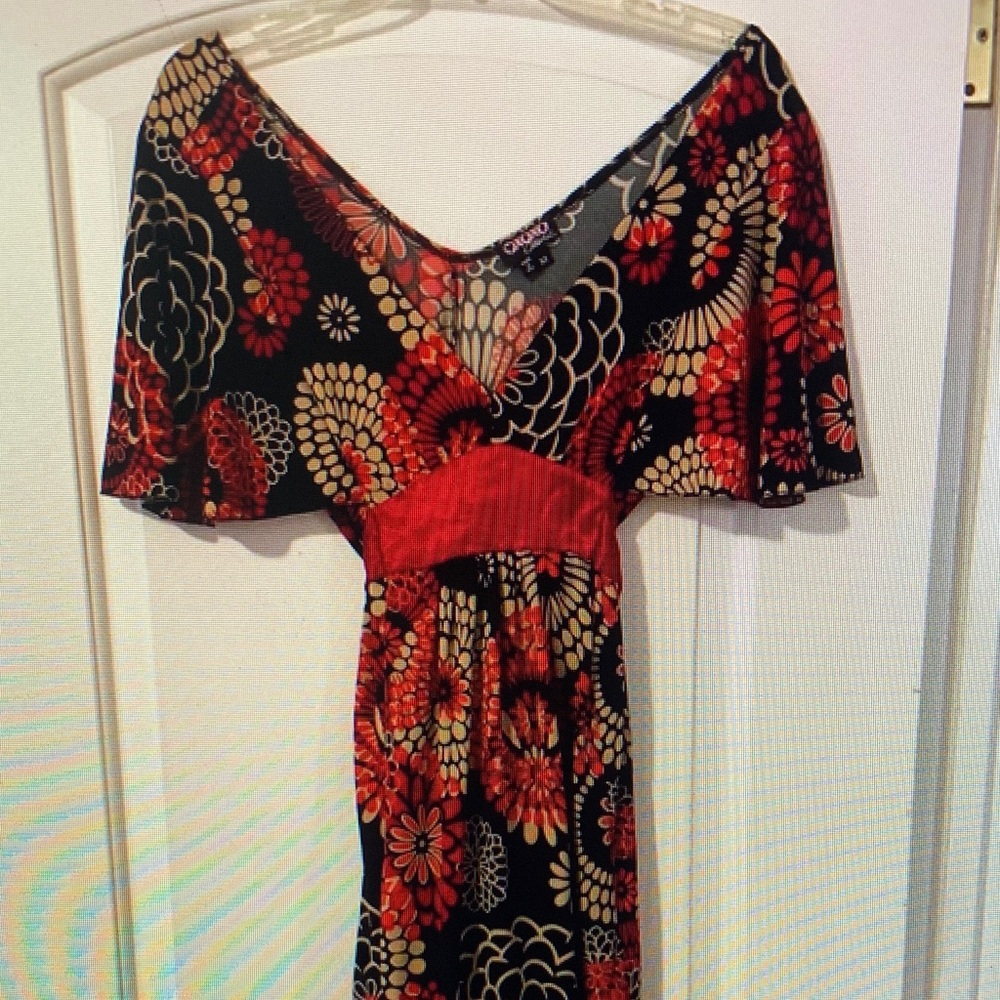Candie's Vibrant Floral Maxi Dress - Red and Black